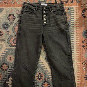 LOFT, button fly, high waisted, straight leg jeans